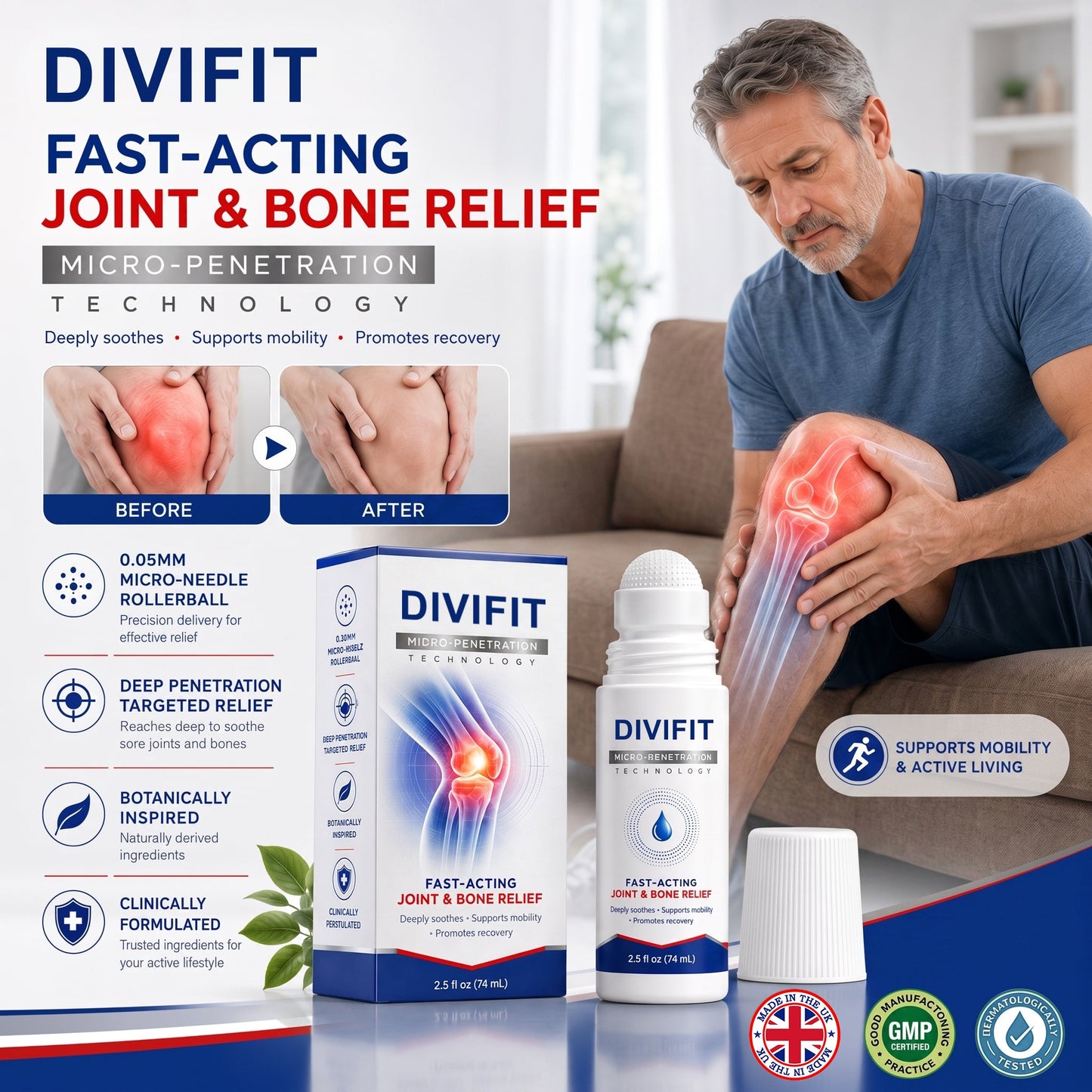 Divifit® 0.05mm Micro-Needle Bone & Joint Recovery Roller