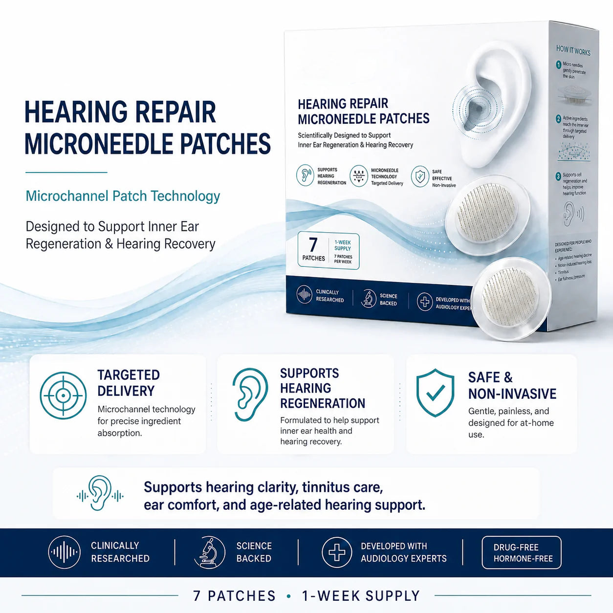 HEARING SUPPORT MICRONEEDLE PATCHES